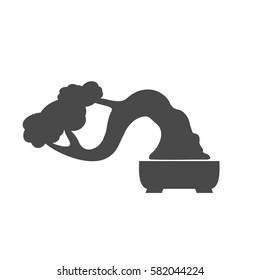 Black tree logo illustration icon. Bonsai