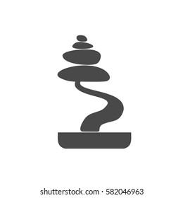 Black tree logo illustration icon. Bonsai