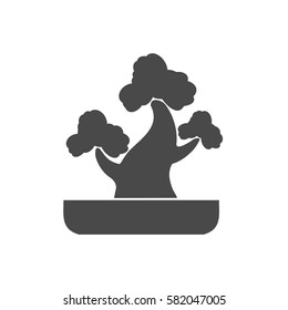 Black tree logo illustration icon. Bonsai