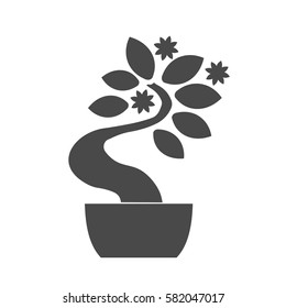 Black tree logo illustration icon. Bonsai
