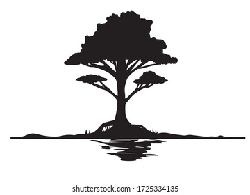 black tree on a white background
