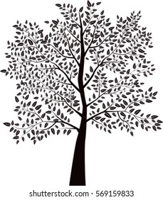 Black Tree on white background. Vector