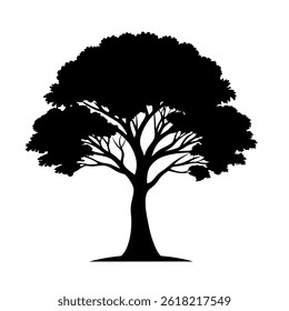 Esquema de árbol negro aislado en blanco - Ilustración de silueta de Naturaleza