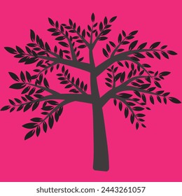 Black tree with pink color background