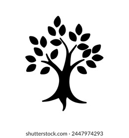 Black tree with root, live icon, tree logo