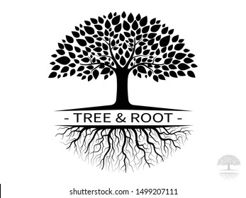 Black tree and Root LOGO concept. Can be used for your work.