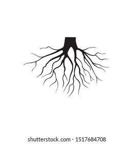 Black Tree Roots and plant element. Vector Illustration. Plant and Garden.