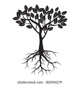 Black Tree Roots Vector Illustration Stock Vector (Royalty Free ...