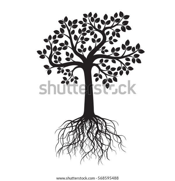 Black Tree Roots Vector Illustration Stock Vector (Royalty Free ...