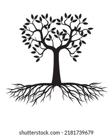 Black Tree Roots Vector Outline Illustration Stock Vector (royalty Free 