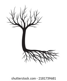 Black Tree Roots Vector Outline Illustration Stock Vector (Royalty Free ...