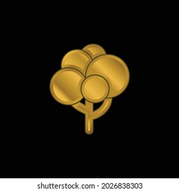 Black Tree Shape With Balls Foliage gold plated metalic icon or logo vector