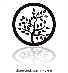 black tree sign isolated on white