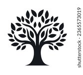 Black tree silhouette, black tree silhouette isolated on white background, vector