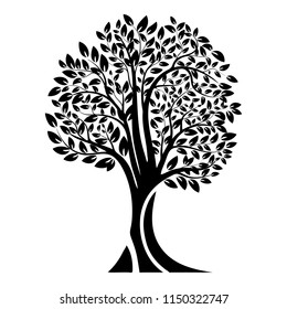 Black tree silhouette. Isolated on white background. Vector illustration