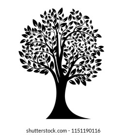 Black tree silhouette. Isolated on white background. Vector illustration