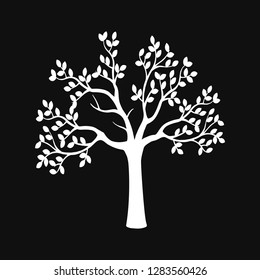 black tree silhouette isolated on white background, vector