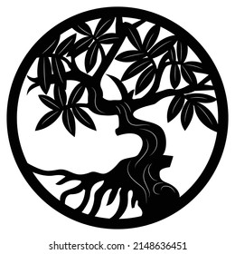 black tree silhouette isolated on white background, vector