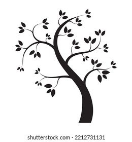 black tree silhouette isolated on white background  vector illustration.
