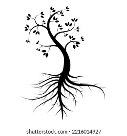 black tree silhouette isolated on white background  vector illustration.