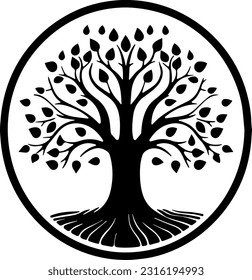 black tree silhouette isolated on white background, vector