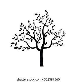 black tree silhouette isolated on white background, vector Illustrations