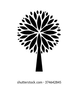 black tree silhouette isolated on white background, vector