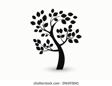 black tree silhouette isolated on white background, vector