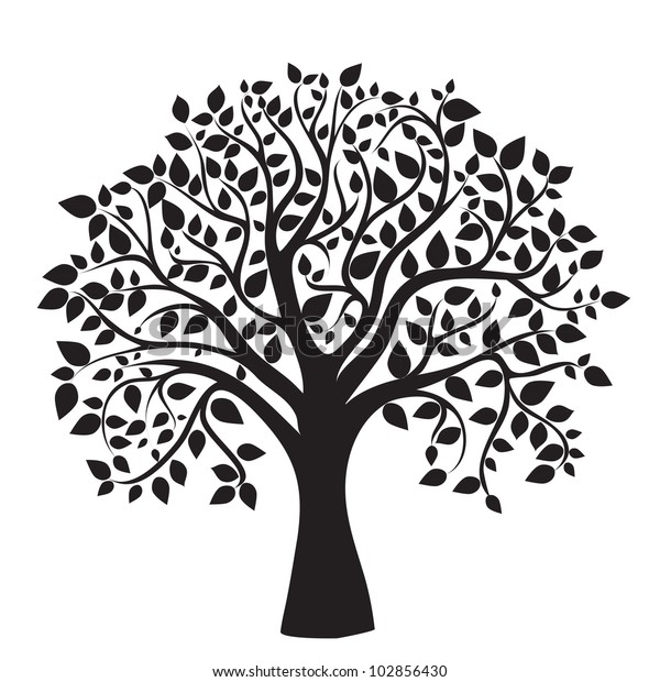 Black Tree Silhouette Isolated On White Stock Vector (Royalty Free ...