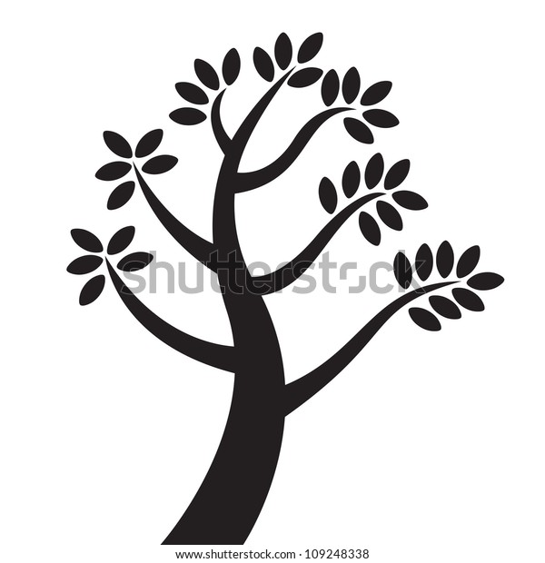 Black Tree Silhouette Isolated On White Stock Vector (Royalty Free ...