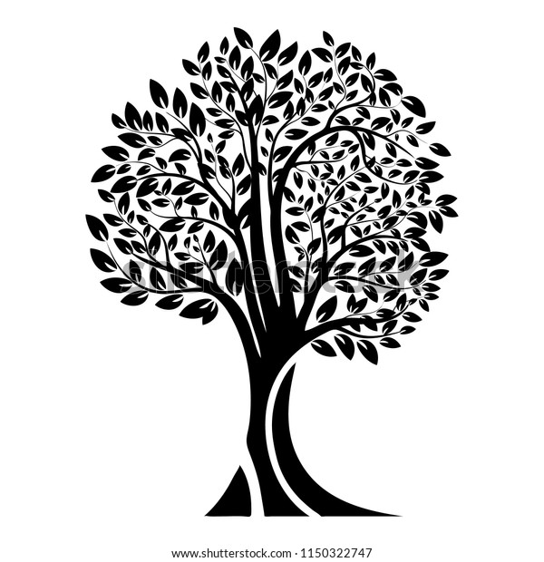 Black Tree Silhouette Isolated On White Stock Vector (Royalty Free ...