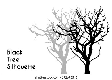 Black tree silhouette with shadow