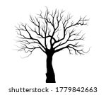 black tree silhouette Symbol style.and white background.Can be used for your work.