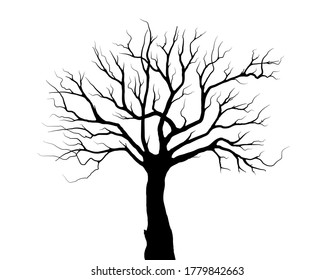 black tree silhouette Symbol style.and white background.Can be used for your work.