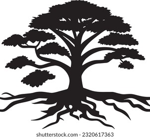 Black Tree Silhouette Vector Art.