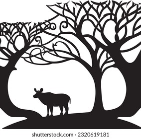 Black Tree Silhouette Vector Art.