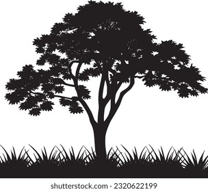 Schwarzer Baum Silhouette Vektorkunst.