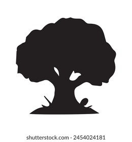 Black Tree Silhouette Vector Art Design 