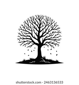 Black tree silhouette vector art, icon, symbol, shape, isolated design