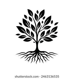 Black tree silhouette vector art, icon, symbol, shape, isolated design