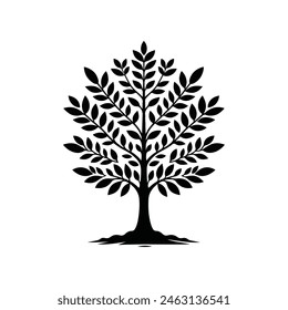 Black tree silhouette vector art, icon, symbol, shape, isolated design