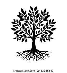 Schwarzer Baum Silhouette Vektorgrafik, Symbol, Symbol, Form, isoliertes Design