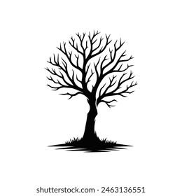 Black tree silhouette vector art, icon, symbol, shape, isolated design