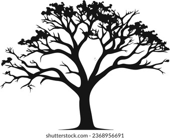 Black tree silhouette - Vector illustration