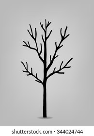 Black tree silhouette, vector illustration