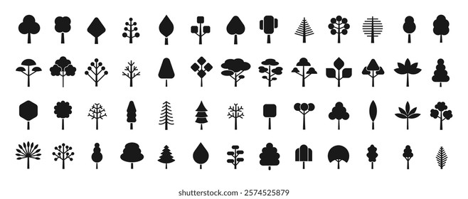 Black Tree Silhouette Vector Pack. Minimalist and Editable Nature Icons