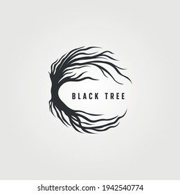 black tree silhouette vector symbol illustration design, vintage tree logo design