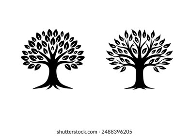 black tree silhouette white background