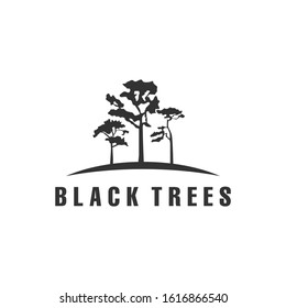 black tree silhouette with black and white colors