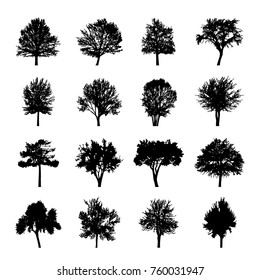 Black tree silhouettes Nature Forest Vector Illustration